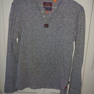 SuperDry - Button Up Long Sleeve T-Shirt - Large - Light Greenish Color